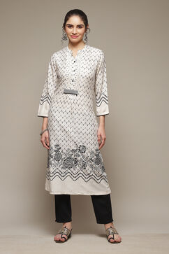 Off White LIVA Straight Kurta image number 1